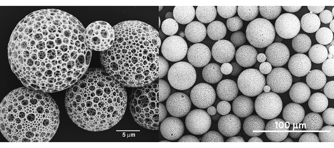 left: Gigaporous microcage; right: Gigaporous microspheres (courtesy of C.C.Li)(Open new window)